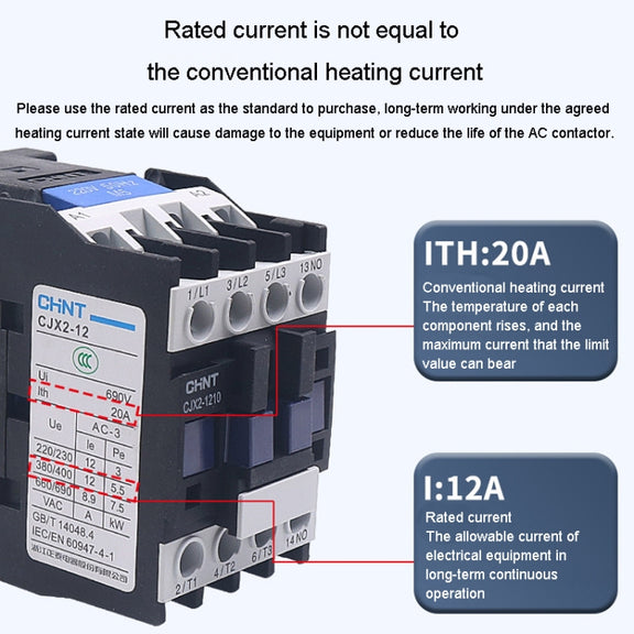 CHNT CJX2-2510 25A 220V Silver Alloy Contacts Multi-Purpose Single-Phase AC Contactor