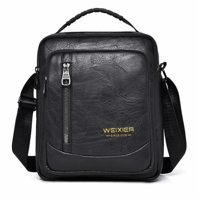 WEIXIER D288 Large Capacity Casual Crossbody Bag Business Water-resistant Single Shoulder Packs(Black)