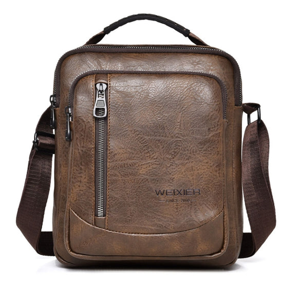 WEIXIER D288 Large Capacity Casual Crossbody Bag Business Water-resistant Single Shoulder Packs(Dark Brown)