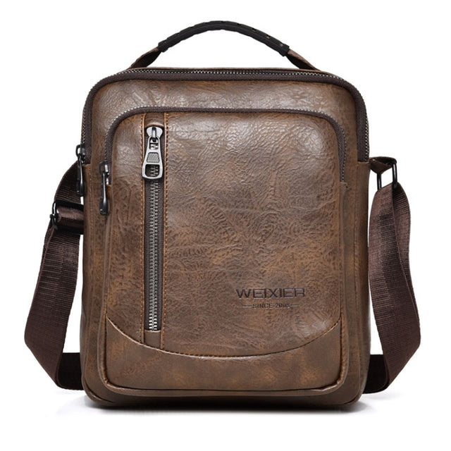 WEIXIER D288 Large Capacity Casual Crossbody Bag Business Water-resistant Single Shoulder Packs(Dark Brown)