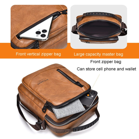 WEIXIER D288 Large Capacity Casual Crossbody Bag Business Water-resistant Single Shoulder Packs(Black)