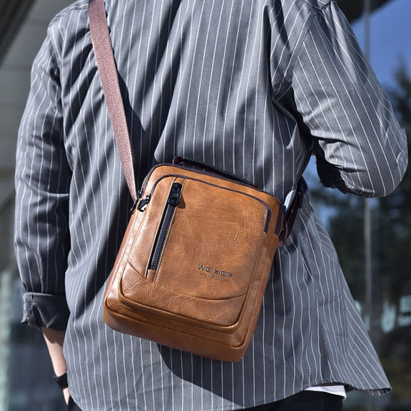 WEIXIER D288 Large Capacity Casual Crossbody Bag Business Water-resistant Single Shoulder Packs(Dark Brown)