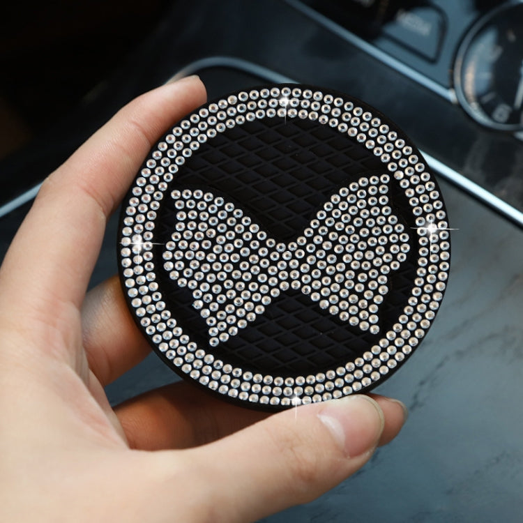 Car Multifunctional Anti-slip Coaster with Diamond Bow Crystal(White) - Car Drink Holders by PMC TechLife | Online Shopping South Africa | PMC TechLife | Buy Now Pay Later Mobicred
