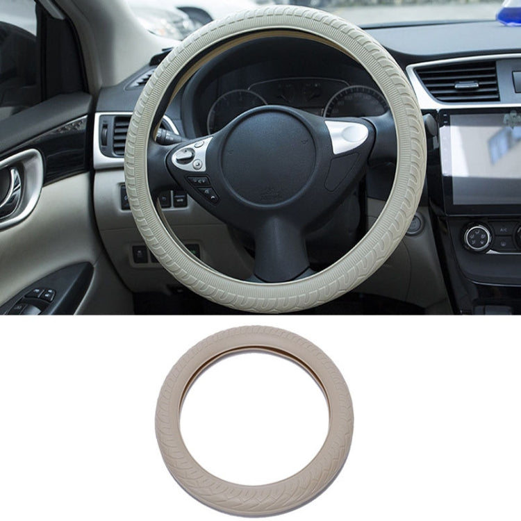 For 36cm-40cm Diameter Steering Wheel Car Silicone Protective Cover Wear Resistant Non-Slip Tire Pattern Driving Grip Sleeve(Beige) - Steering Wheel Accessories by PMC TechLife | Online Shopping South Africa | PMC TechLife | Buy Now Pay Later Mobicred