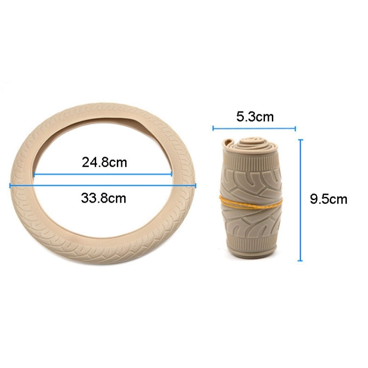 For 36cm-40cm Diameter Steering Wheel Car Silicone Protective Cover Wear Resistant Non-Slip Tire Pattern Driving Grip Sleeve(Black)