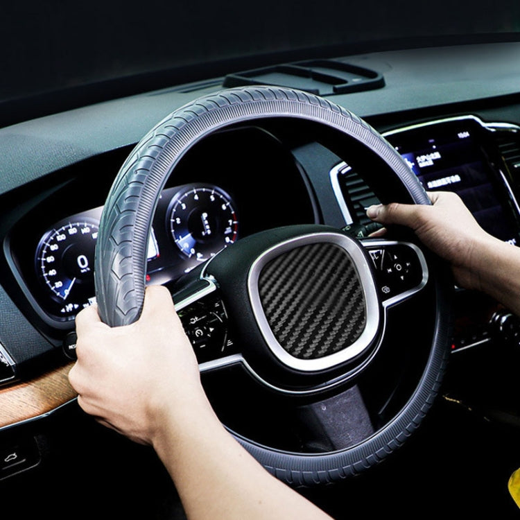 For 36cm-40cm Diameter Steering Wheel Car Silicone Protective Cover Wear Resistant Non-Slip Tire Pattern Driving Grip Sleeve(Black)