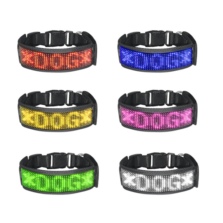 LED Display Pet Collar Rechargeable High Visibility DIY Single Color Collar(Red) - free shipping - PMC TechLife - Order now!