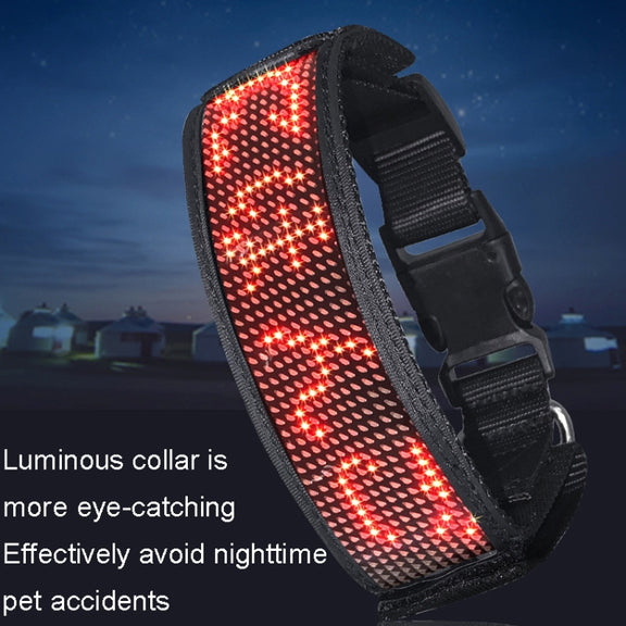 LED Display Pet Collar Rechargeable High Visibility DIY Single Color Collar(Blue)