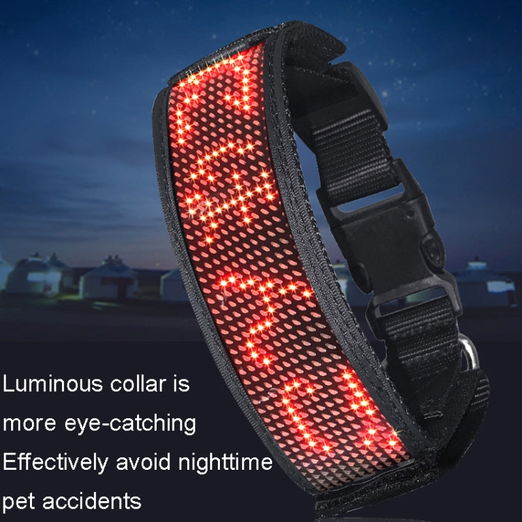 LED Display Pet Collar Rechargeable High Visibility DIY Single Color Collar(Blue)