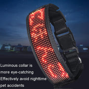 LED Display Pet Collar Rechargeable High Visibility DIY Single Color Collar(Green)