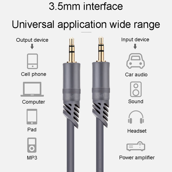 JINGHUA A240 3.5mm Male To Male Audio Cable Cell Phone Car Stereo Microphone Connection Wire, Size: 30m(Gray)