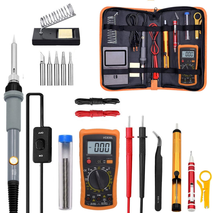 19 in 1 60W Adjustable Temperature Soldering Iron Multimeter Tool Set, Color: Gray US Plug - free shipping - PMC Jewellery - Order now!