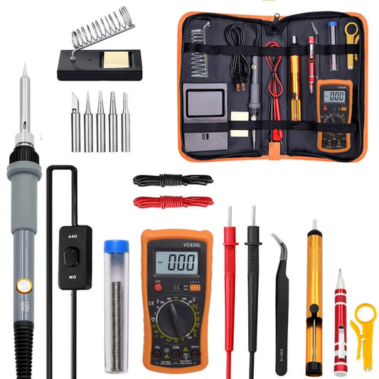 19 in 1 60W Adjustable Temperature Soldering Iron Multimeter Tool Set, Color: Gray US Plug - free shipping - PMC Jewellery - Order now!