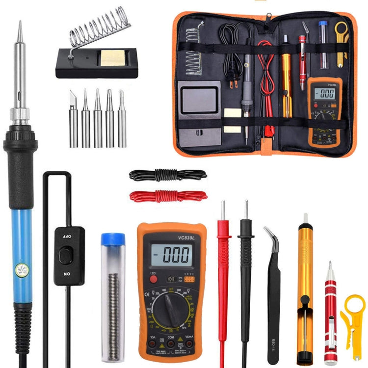 19 in 1 60W Adjustable Temperature Soldering Iron Multimeter Tool Set, Color: Blue US Plug - free shipping - PMC Jewellery - Order now!