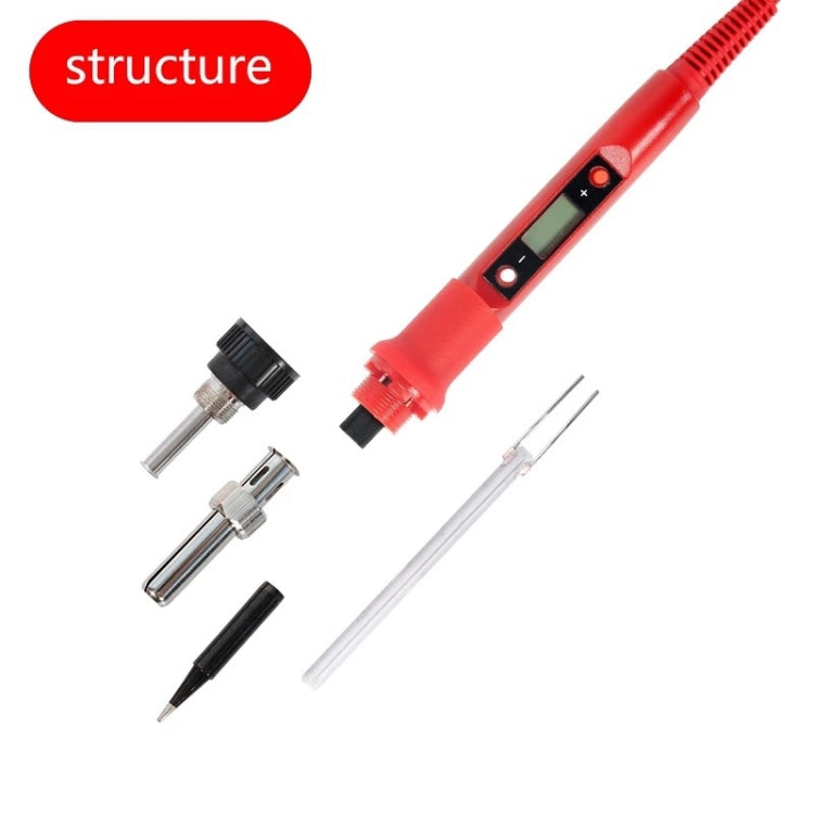 10pcs/ Set  80W Internal Heating Welding Digital Display Soldering Iron Temperature Adjustment Set, Model: Red EU Plug