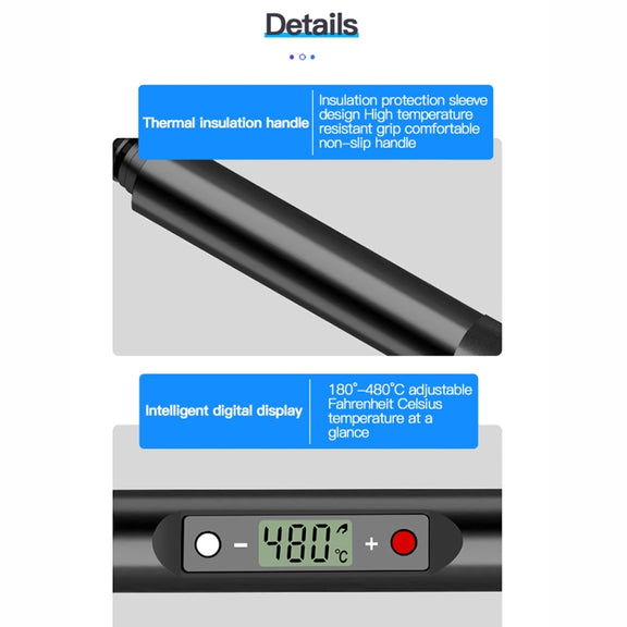 10pcs/ Set 80W Internal Heating Welding Digital Display Soldering Iron Temperature Adjustment Set, Model: Black US Plug
