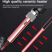 10pcs/ Set 80W Internal Heating Welding Digital Display Soldering Iron Temperature Adjustment Set, Model: Red US Plug