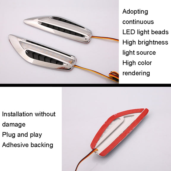 2pcs Car Fender Blade Dynamic Side Marker Lights 12V LED High Bright Daytime Running Lights(Red)