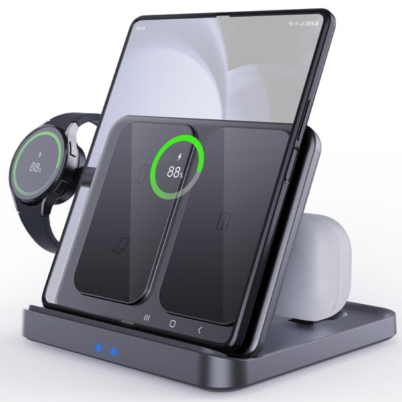 3 In 1 Wireless Charger For Samsung Galaxy Z Fold Mobile Phone Earphones & Smart Watches(Black)