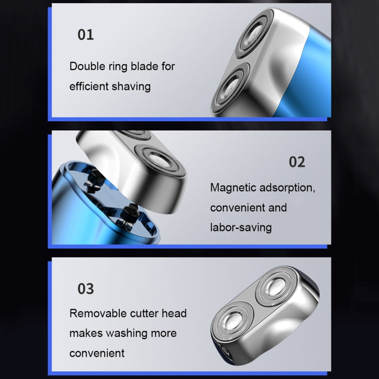 Double-head Mini Magnetic Shaver Portable Men Electric Shaver(Silver Black) - free shipping - PMC TechLife - Order now!