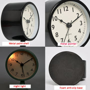 Metal Retro Silent Table Alarm Clock Student Bedside Clock With Night Light(Green)