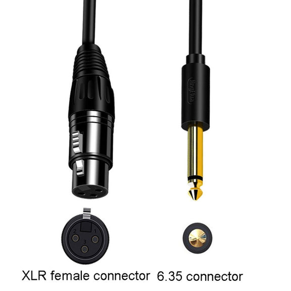 JINGHUA 6.5 Male To Female XLR Audio Cable 6.35 Three Core Balanced Microphone Mixer, Size: 10m(Black)