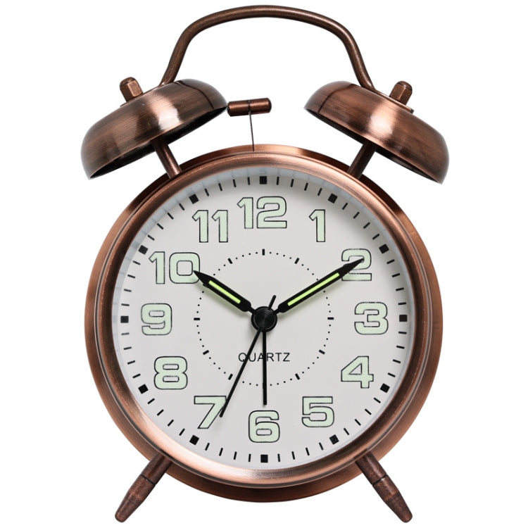 4.5 Inch Electroplated Metal Ring Bell Alarm Clock Quartz Clock With Night Light ?, Style: Red Copper B - Novelty Clock by PMc TechLife | Online Shopping South Africa | PMc TechLife | Buy Now Pay Later Mobicred