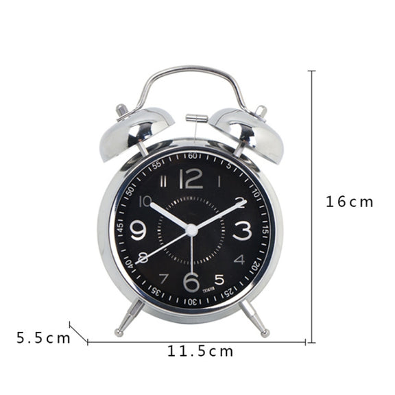 4.5 Inch Electroplated Metal Ring Bell Alarm Clock Quartz Clock With Night Light ?, Style: Green
