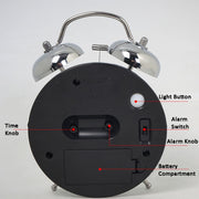 4.5 Inch Electroplated Metal Ring Bell Alarm Clock Quartz Clock With Night Light ?, Style: Red Copper A
