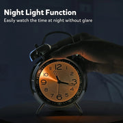 4.5 Inch Electroplated Metal Ring Bell Alarm Clock Quartz Clock With Night Light ?, Style: Red Copper B