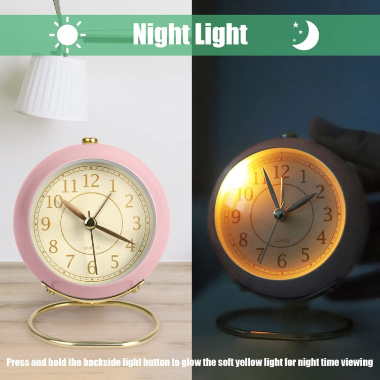 Round Metal Clock Silent Children Electronic Alarm Clock with Light(Pink) - Novelty Clock by PMc TechLife | Online Shopping South Africa | PMc TechLife | Buy Now Pay Later Mobicred