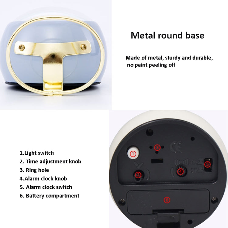 Round Metal Clock Silent Children Electronic Alarm Clock with Light(Purple) - Novelty Clock by PMc TechLife | Online Shopping South Africa | PMc TechLife | Buy Now Pay Later Mobicred