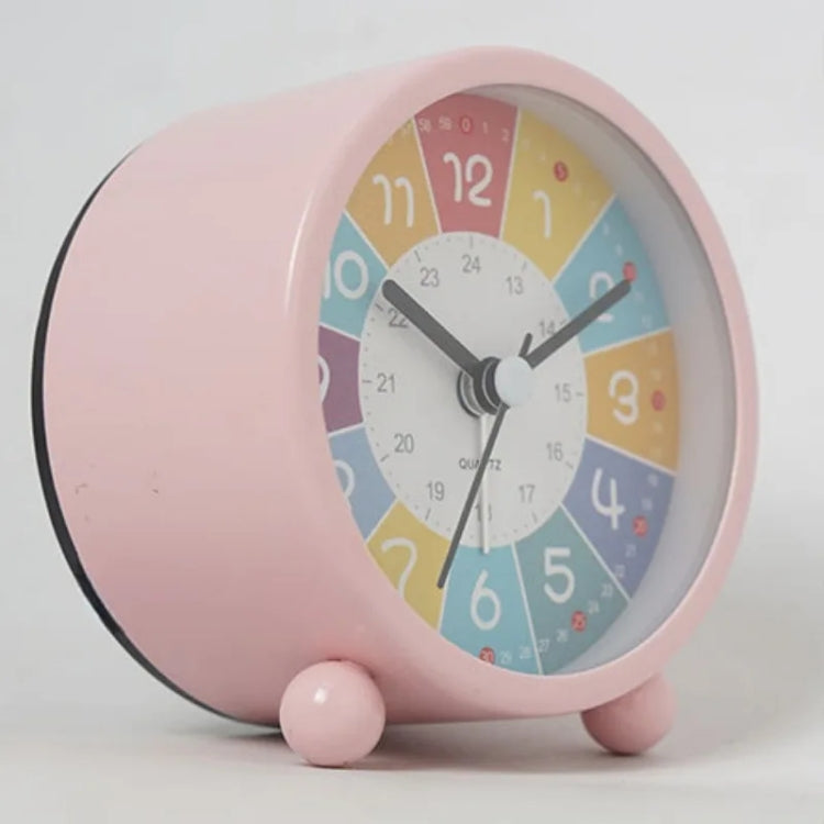 Children Educational Alarm Clock Desktop Mute Small Clock With Night Light, Style: Pink