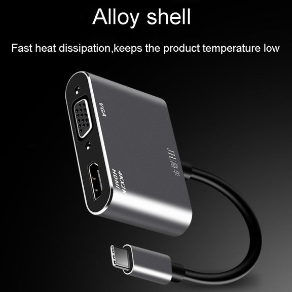 JINGHUA Z321 Multifunctional HUB Docking Station Converter, Interface: Type-C To HDMI+VGA