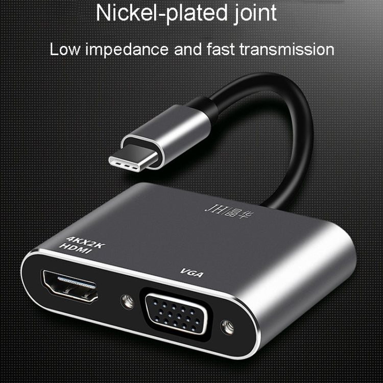 JINGHUA Z321 Multifunctional HUB Docking Station Converter, Interface: Type-C To HDMI+VGA
