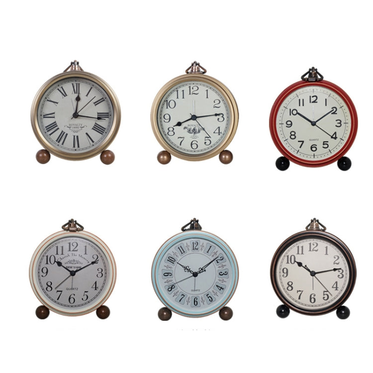 Retro Iron Alarm Clock Simple Desktop Quartz Clock, Style: Light Blue