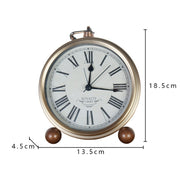 Retro Iron Alarm Clock Simple Desktop Quartz Clock, Style: Roman Number