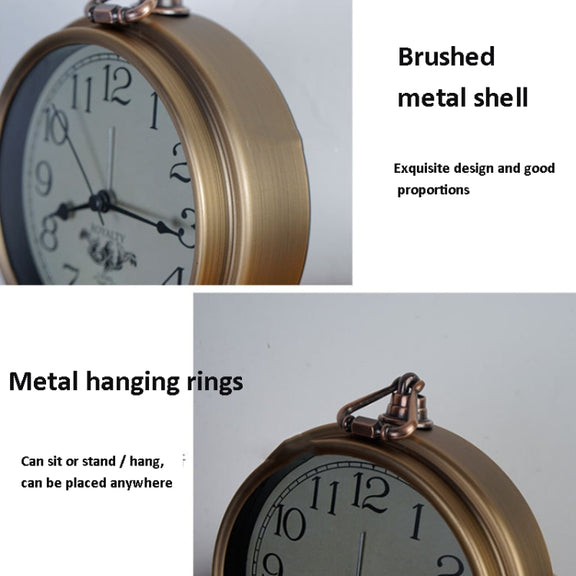 Retro Iron Alarm Clock Simple Desktop Quartz Clock, Style: Roman Number