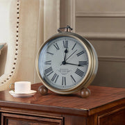 Retro Iron Alarm Clock Simple Desktop Quartz Clock, Style: Light Blue