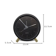 Metal Quartz Alarm Clock Simple Silent Desktop Round Pointer Living Room Clock(White)