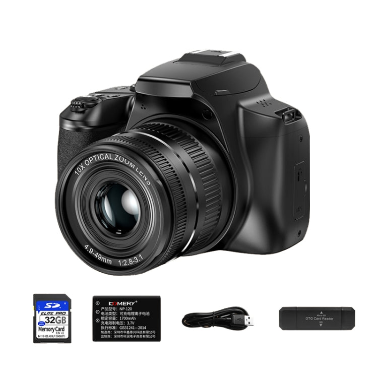 KOMERY W2 64MP 4K 3 Inch Screen 10X Optical Zoom+4X Digital Zoom Camera(Package One) - Video Cameras by KOMERY | Online Shopping South Africa | PMC TechLife | Buy Now Pay Later Mobicred