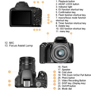 KOMERY W2 64MP 4K 3 Inch Screen 10X Optical Zoom+4X Digital Zoom Camera(Package One)