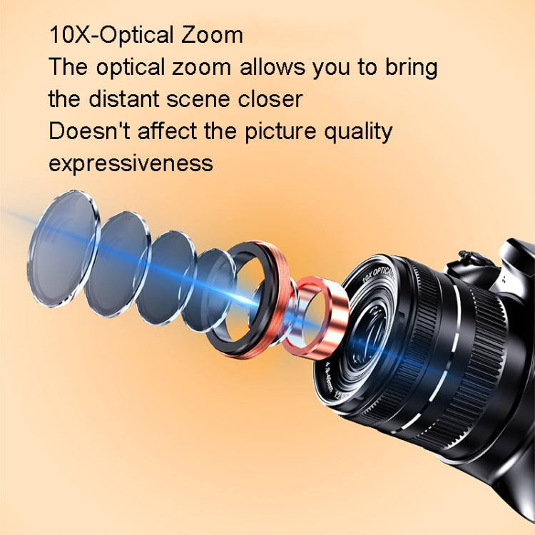 KOMERY W2 64MP 4K 3 Inch Screen 10X Optical Zoom+4X Digital Zoom Camera(Package One)