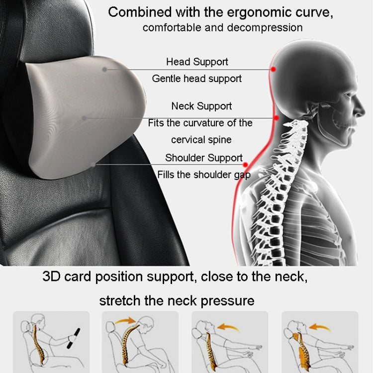 Car Memory Foam Neck Pillow Car Neck Rest Silk Pillow Car Seat Cervical Cushion, Style: Headrest Gray