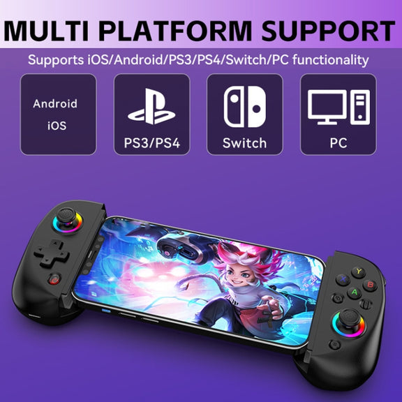 D8 Mobile Phone Stretch Band Light Gamepad Dual Hall Wireless Bluetooth Somatic Vibration Grip for PC / Android / IOS / Tablet / PS3 / PS4 / Switch, Color: White