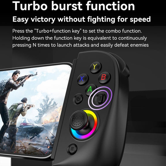 D8 Mobile Phone Stretch Band Light Gamepad Dual Hall Wireless Bluetooth Somatic Vibration Grip for PC / Android / IOS / Tablet / PS3 / PS4 / Switch, Color: White+Receiver