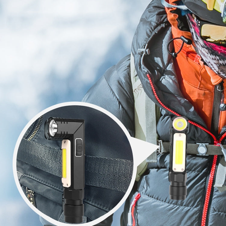 XPG+COB Red White Light USB Rechargeable Folding Strong Light Flashlight, Style: 3189B Small With Headlight Belt