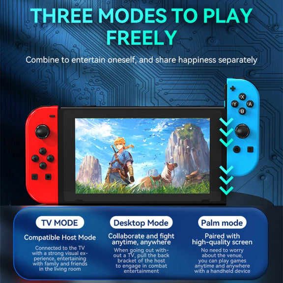 JOY-02 Gaming Left And Right Handle With RGB Lights Body Feel Bluetooth Gamepad For Switch / Switch OLED / Switch Pro / Switch Lite / Switch Joycon(Blue Red)