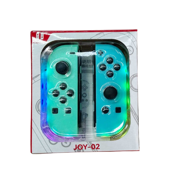 JOY-02 Gaming Left And Right Handle With RGB Lights Body Feel Bluetooth Gamepad For Switch / Switch OLED / Switch Pro / Switch Lite / Switch Joycon(Green Blue)