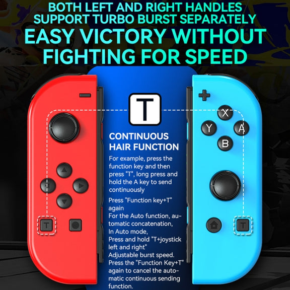 JOY-02 Gaming Left And Right Handle With RGB Lights Body Feel Bluetooth Gamepad For Switch / Switch OLED / Switch Pro / Switch Lite / Switch Joycon(Blue Red)